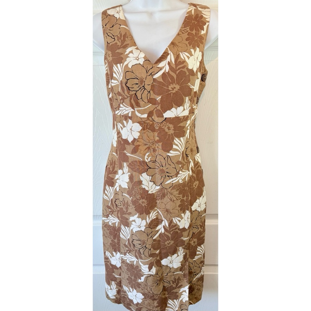 La Boutique French Linen Blend Button Down Sheath Dress Size 4